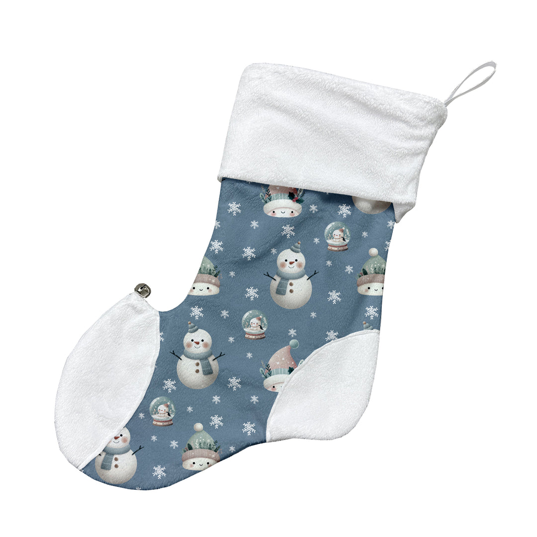 Bonhomme de neige et boule magique (bleu) - Bas de Noël