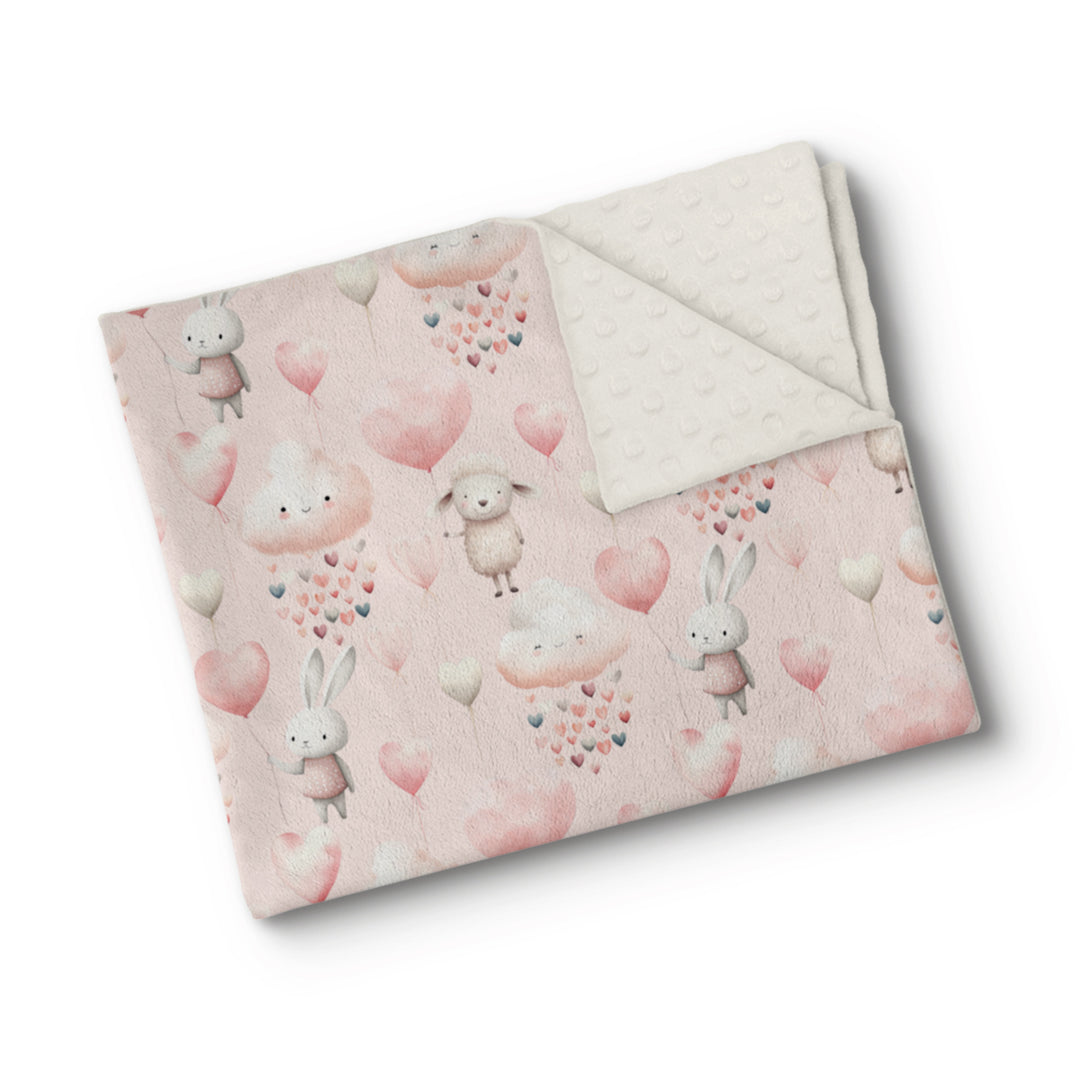 Envolée de coeurs - Couverture de minky