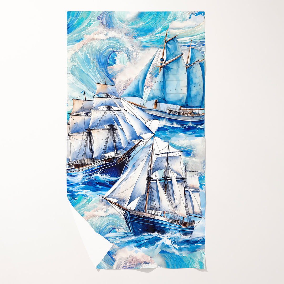Périple en mer (panneau) - Serviette de plage en microfibre