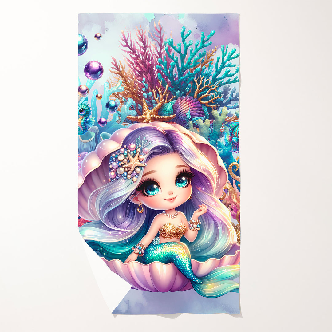 Petite sirène (panneau) - Serviette de plage en microfibre