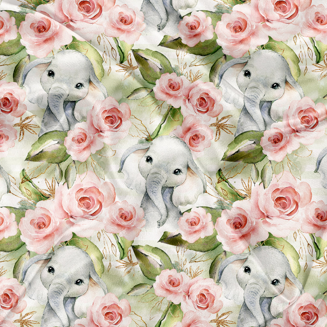 Éléphant floral doré - Doudou craquante