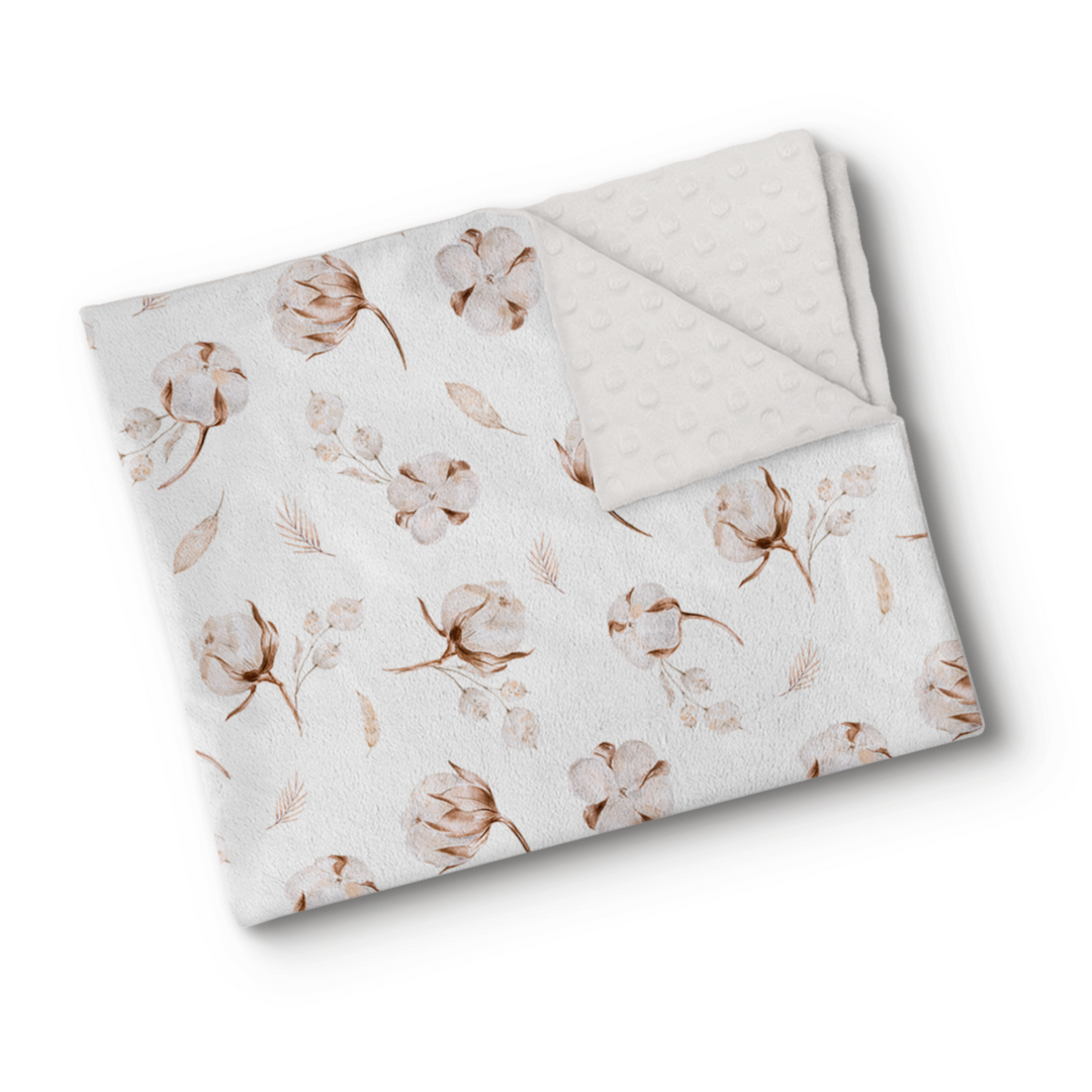 Fleurs de coton - Couverture de minky BÉBÉ