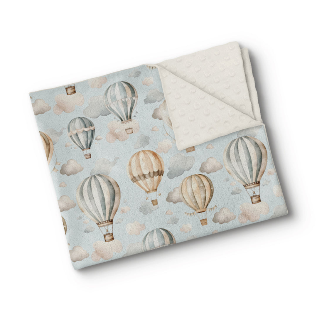 Hot Air Balloons (Blue) - Minky Blanket