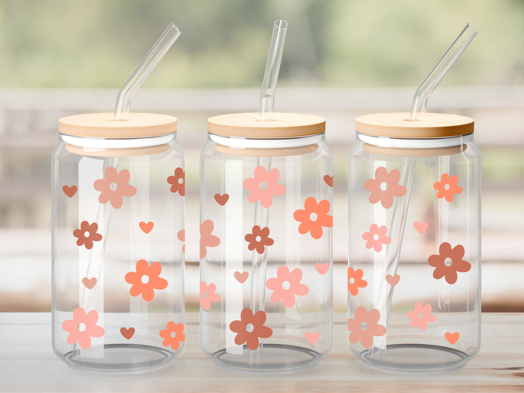 Verre Boho floral / Autocollant UV DTF