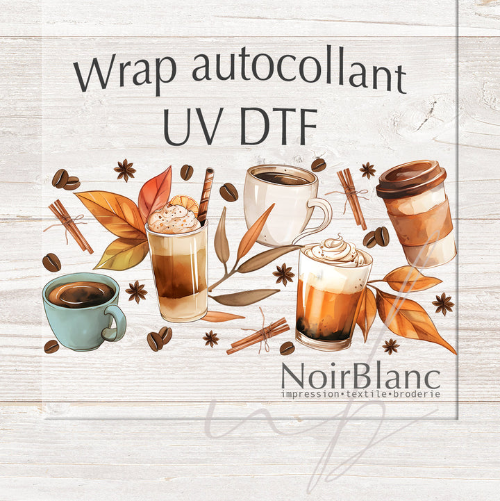 Verre Café Latté épicé d'automne / Autocollant UV DTF