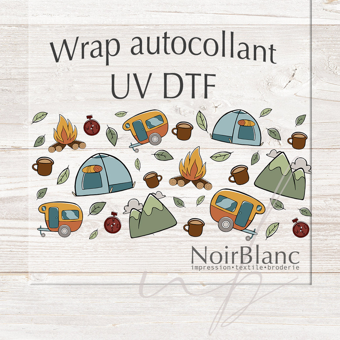 Verre Camping doodle / Autocollant UV DTF