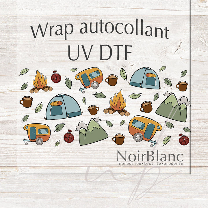Verre Camping doodle / Autocollant UV DTF