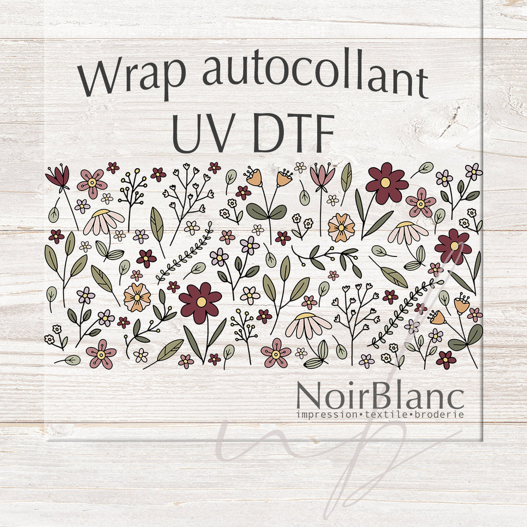 Verre Champs fleur bourgogne / Autocollant UV DTF