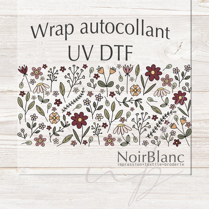Verre Champs fleur bourgogne / Autocollant UV DTF