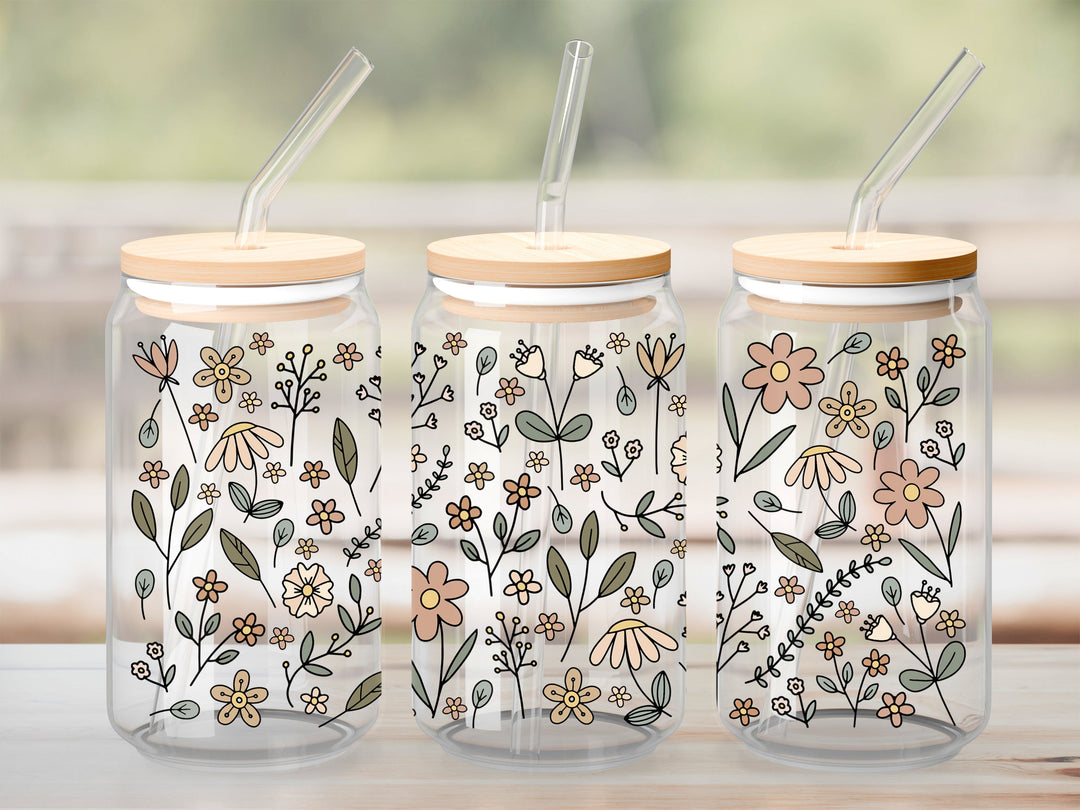 Verre Champs fleur terre / Autocollant UV DTF