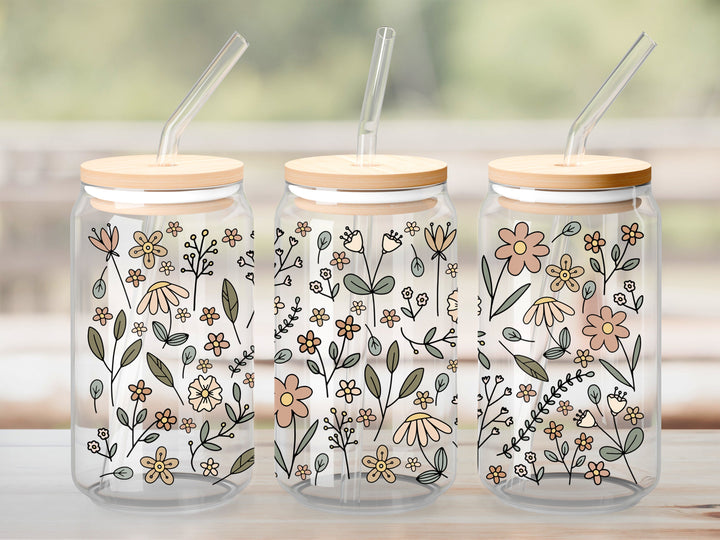 Verre Champs fleur terre / Autocollant UV DTF
