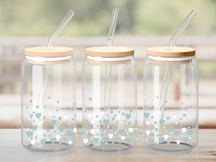 Verre Coeurs bleu / Autocollant UV DTF