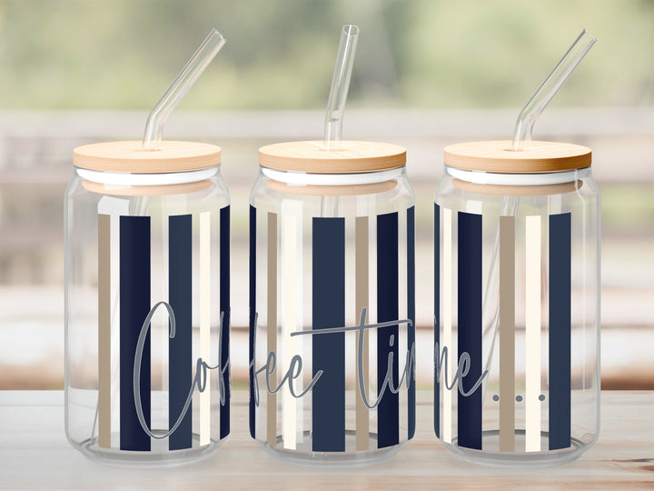 Verre Coffee time navy / Autocollant UV DTF
