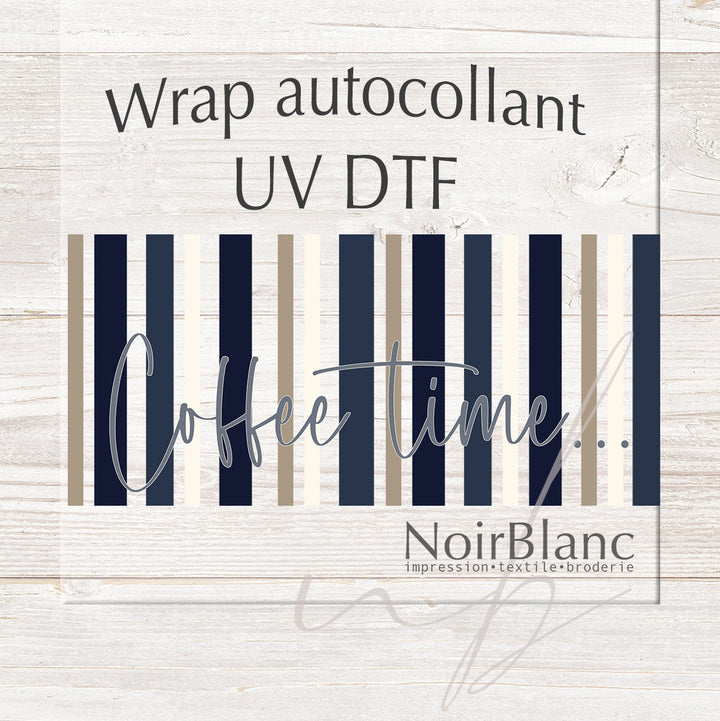 Verre Coffee time navy / Autocollant UV DTF