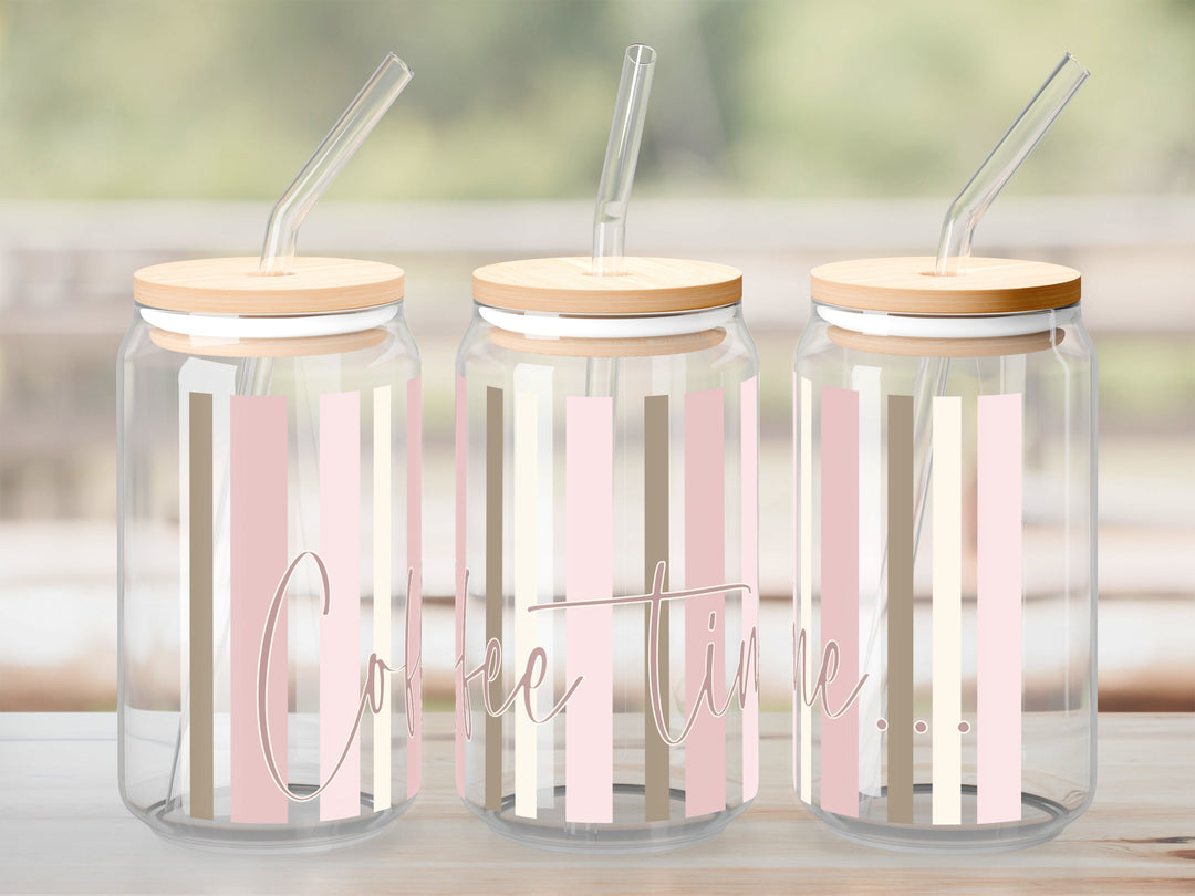 Verre Coffee time rose / Autocollant UV DTF