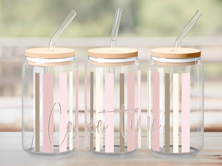 Verre Coffee time rose / Autocollant UV DTF