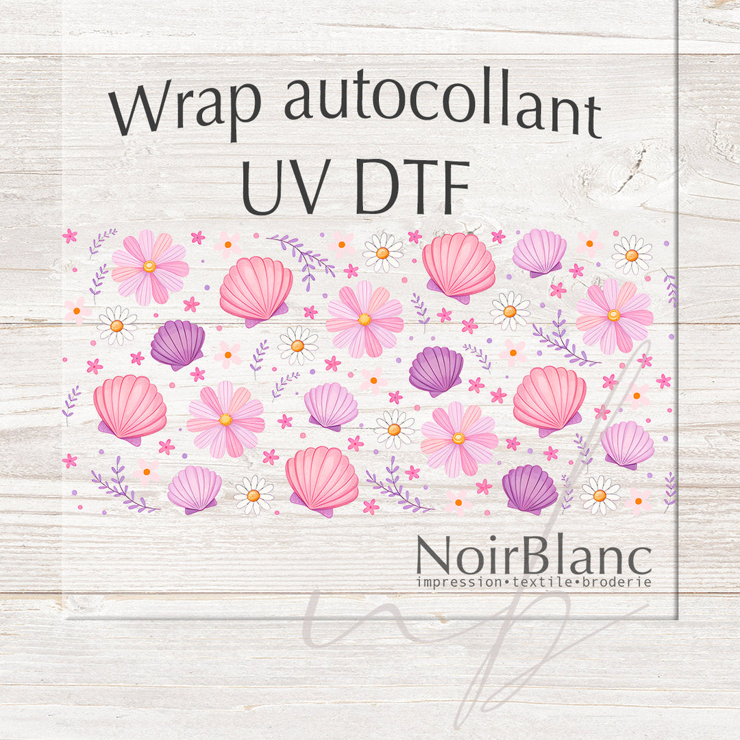 Verre Coquillage daisie et fleur / Autocollant UV DTF