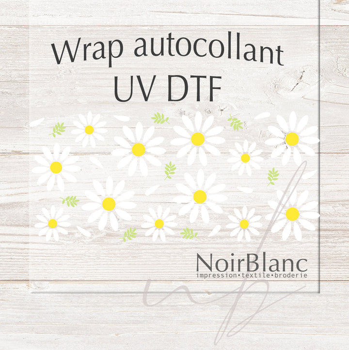 Verre Daisie floral / Autocollant UV DTF