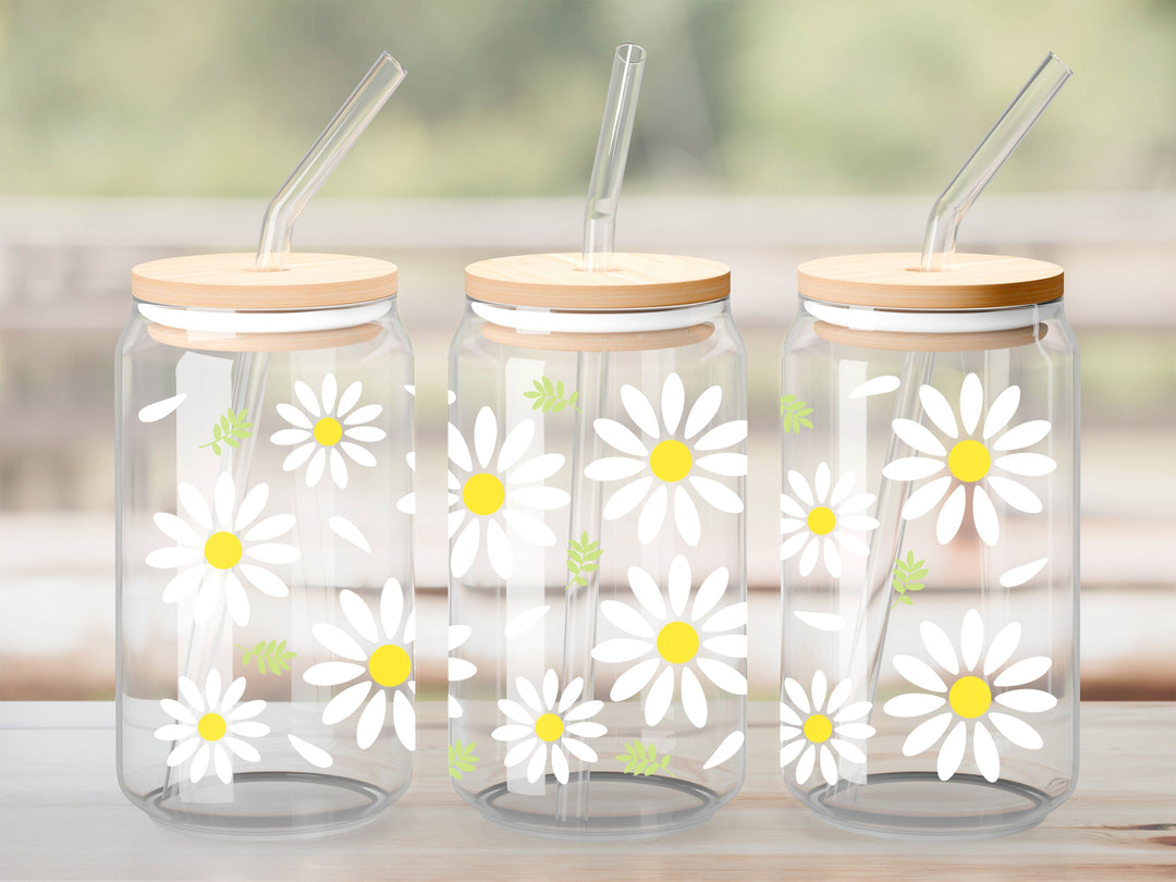 Verre Daisie floral / Autocollant UV DTF