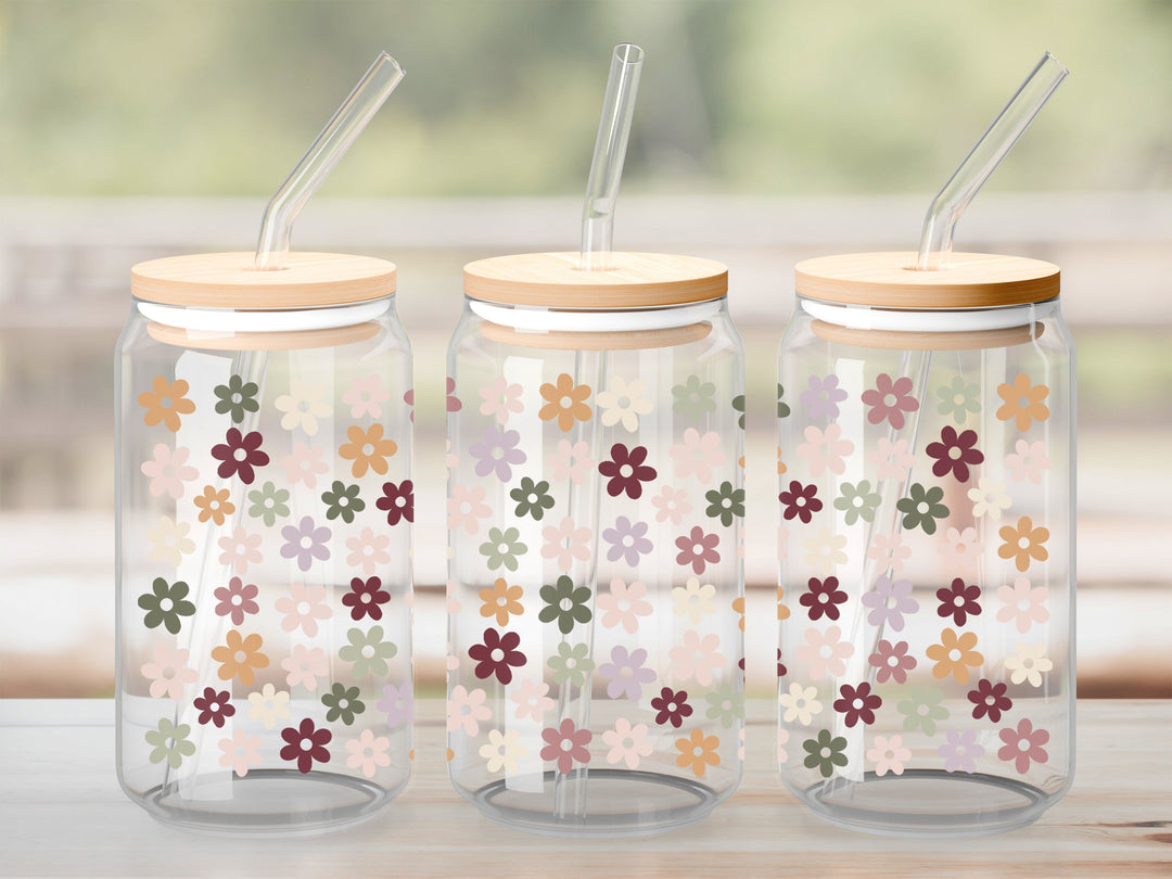 Verre Daisies bourgogne / Autocollant UV DTF