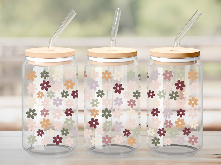 Verre Daisies bourgogne / Autocollant UV DTF