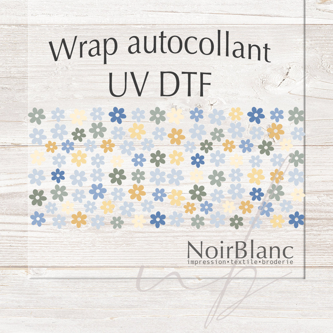 Verre Daisies bleu jaune / Autocollant UV DTF