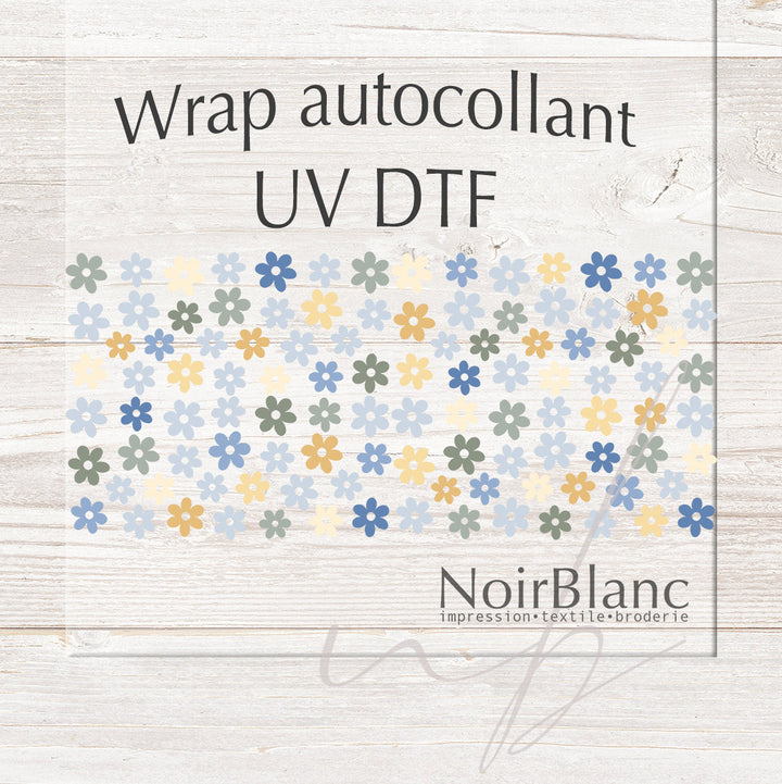 Verre Daisies bleu jaune / Autocollant UV DTF