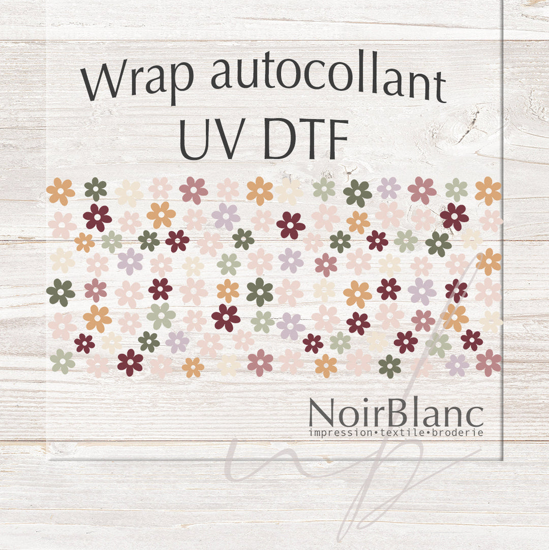 Verre Daisies bourgogne / Autocollant UV DTF