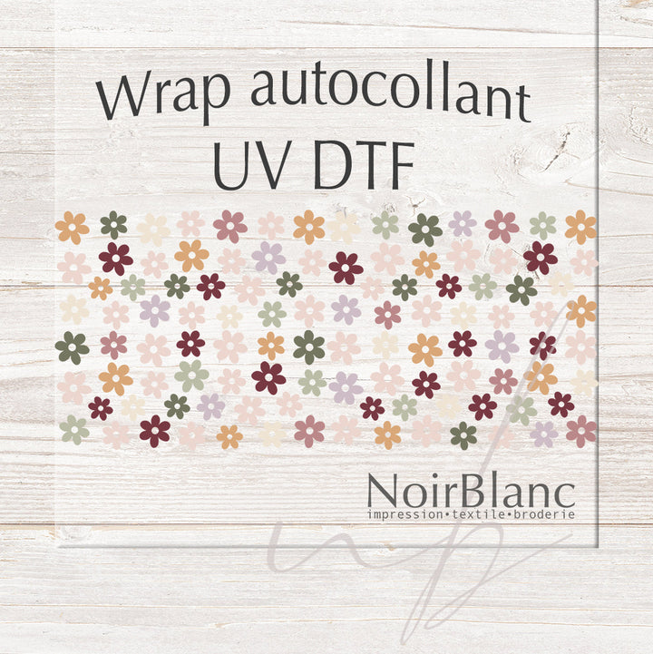 Verre Daisies bourgogne / Autocollant UV DTF