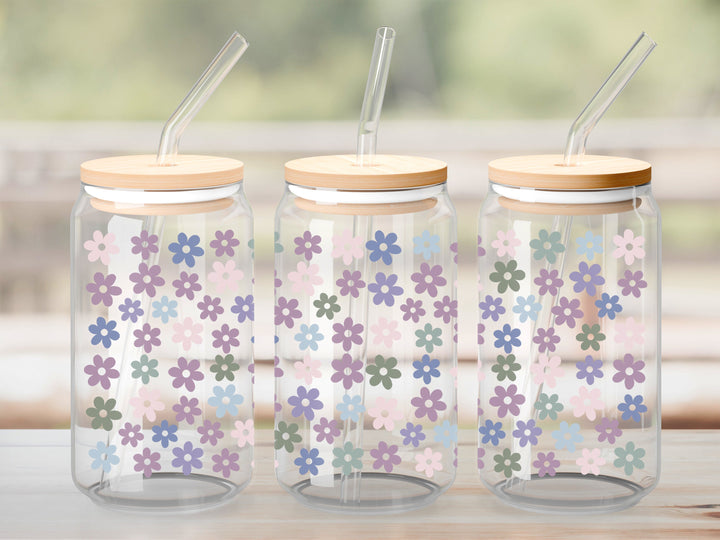 Verre Daisies mauve bleu / Autocollant UV DTF