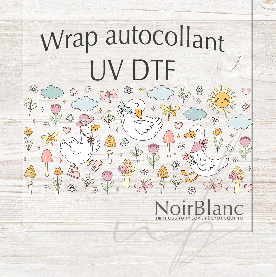 Verre Drôle d'oies du printemps / Autocollant UV DTF