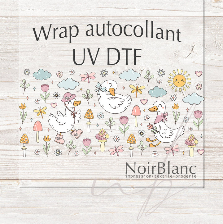 Verre Drôle d'oies du printemps / Autocollant UV DTF