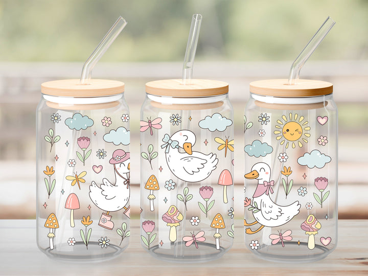 Verre Drôle d'oies du printemps / Autocollant UV DTF