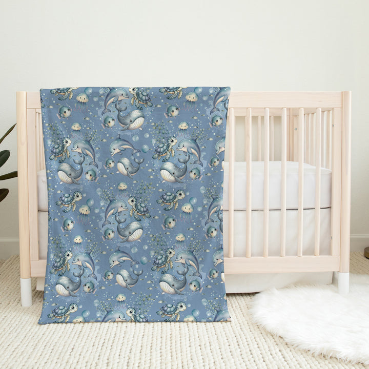 Eau turquoise - Couverture de minky réversible