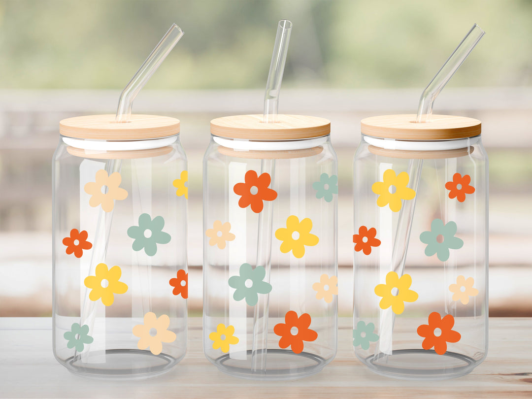 Verre Floral rétro / Autocollant UV DTF