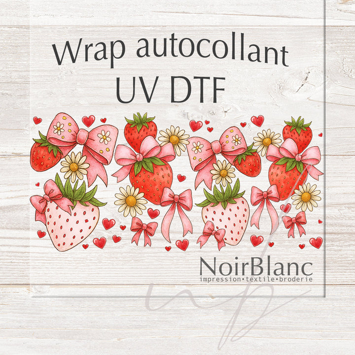 Verre Fraises groovy / Autocollant UV DTF