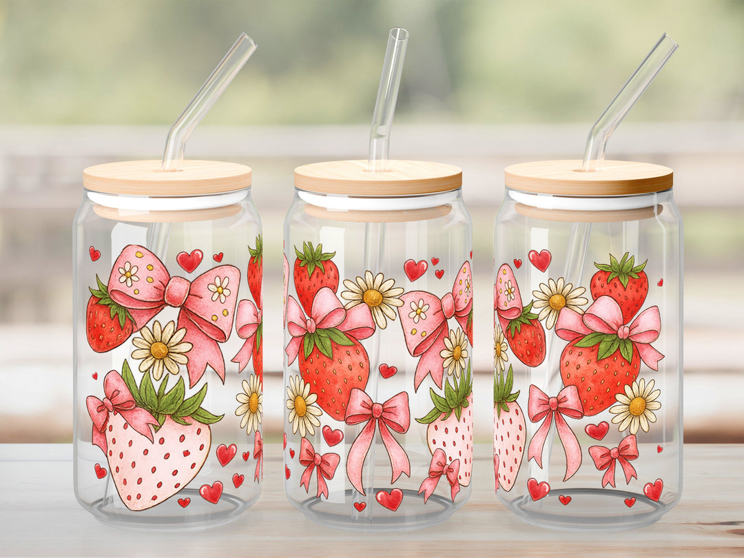 Verre Fraises groovy / Autocollant UV DTF