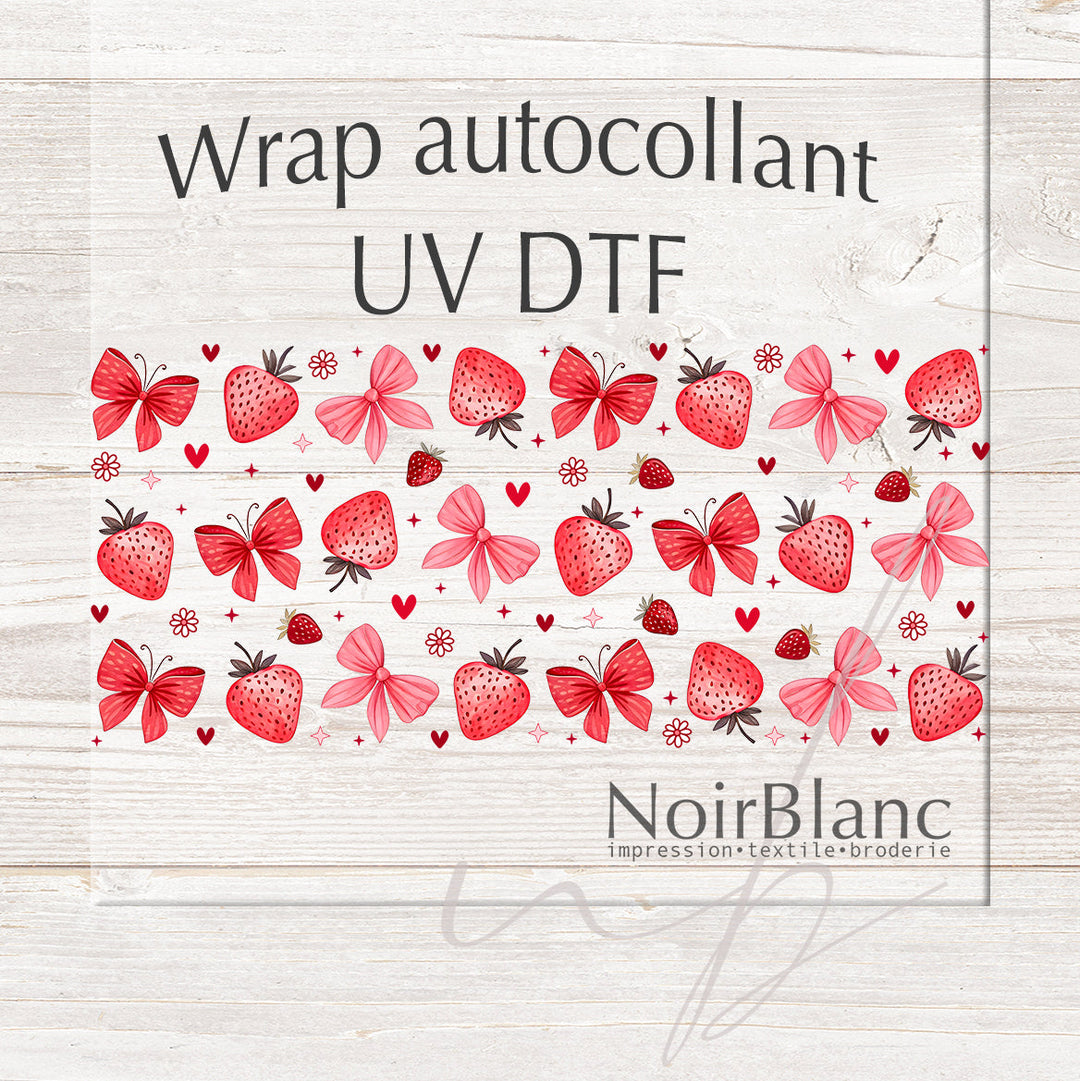 Verre Fraise juteuse et boucle / Autocollant UV DTF