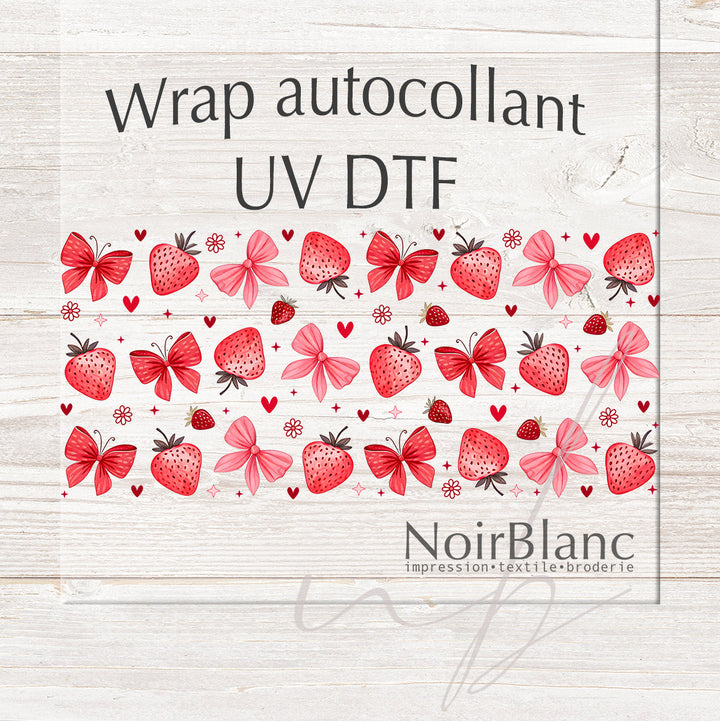 Verre Fraise juteuse et boucle / Autocollant UV DTF
