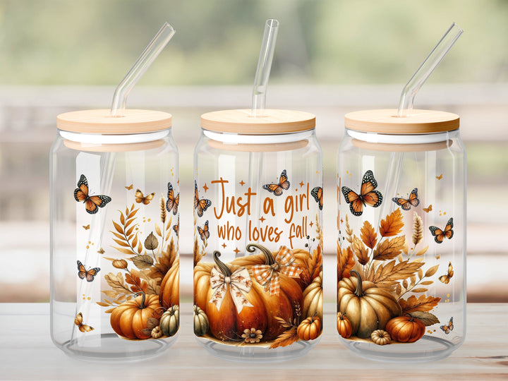 Verre Just a girl who loves fall / Autocollant UV DTF