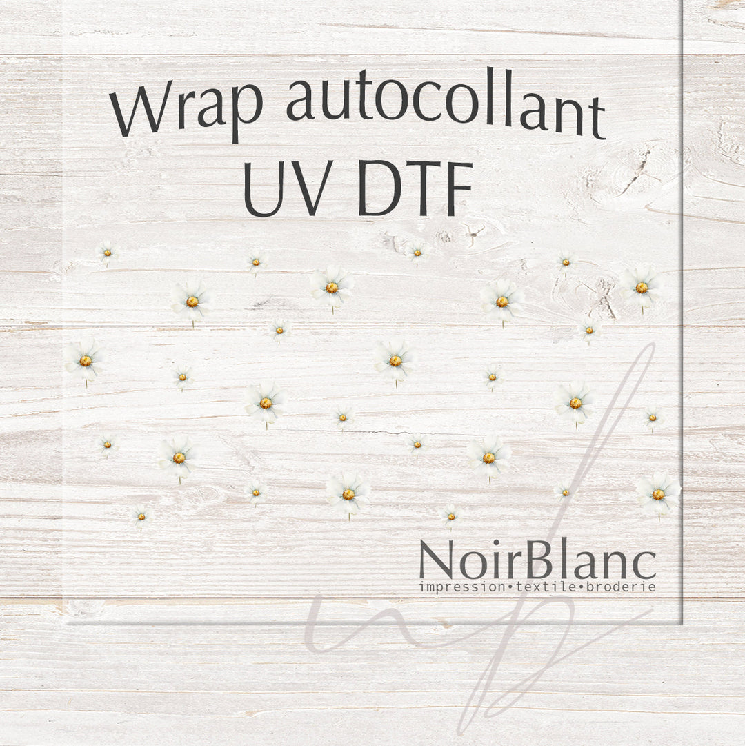 Verre Marguerites blanches / Autocollant UV DTF