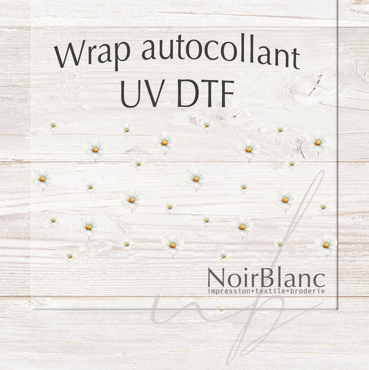 Verre Marguerites blanches / Autocollant UV DTF