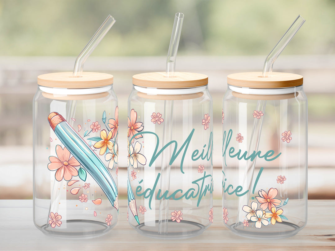Verre Meilleure éducatrice / Autocollant UV DTF