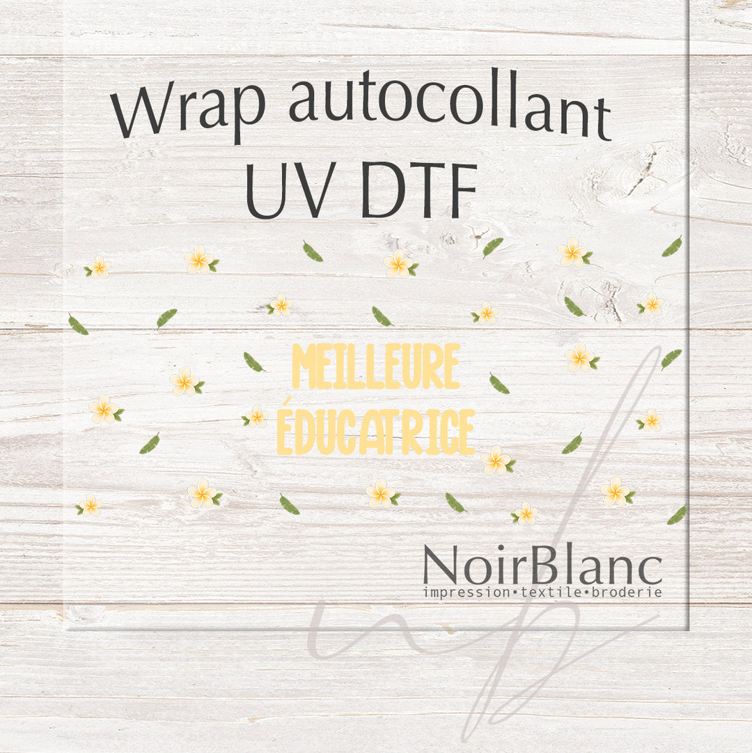 Verre Meilleure éducatrice petites fleurs tropicales / Autocollant UV DTF