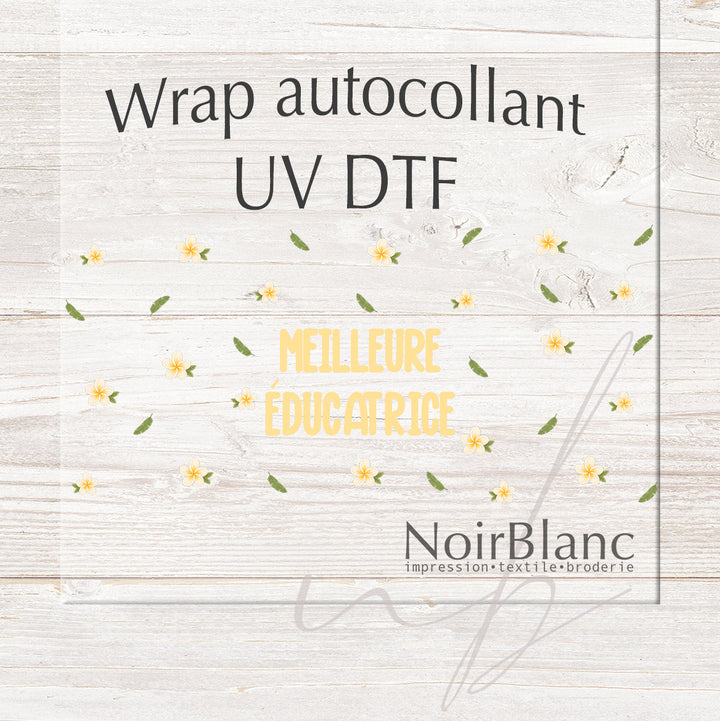 Verre Meilleure éducatrice petites fleurs tropicales / Autocollant UV DTF