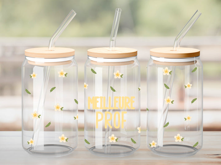 Verre Meilleure prof petites fleurs tropicales / Autocollant UV DTF