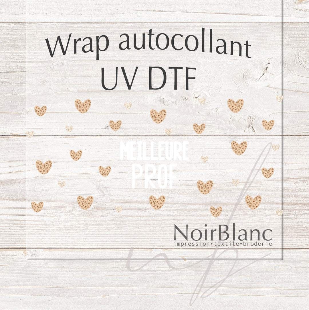 Verre Meilleure prof coeur en fleur beige / Autocollant UV DTF