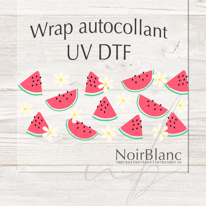 Verre Melons fleurs / Autocollant UV DTF