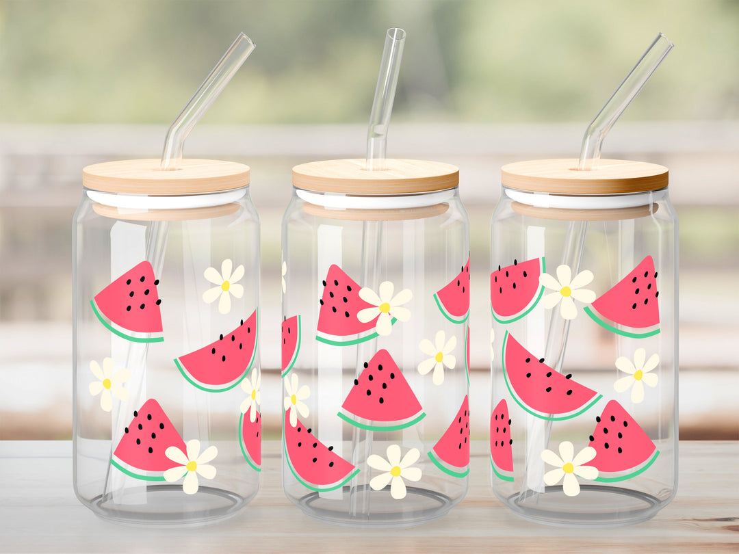 Verre Melons fleurs / Autocollant UV DTF