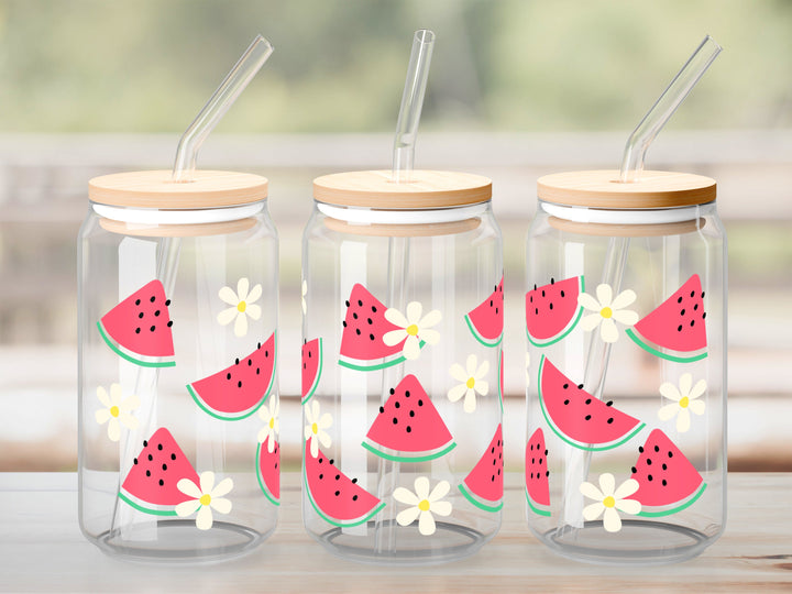 Verre Melons fleurs / Autocollant UV DTF